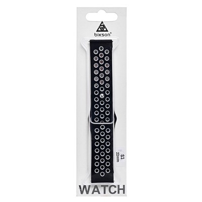Ремешок - WB014 Samsung Gear S3 Frontier/Gear S3 Classic/Galaxy Watch 22 мм универсальный силикон на кнопке (регулируемый) (black/gray)