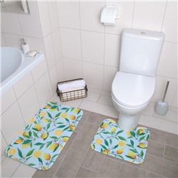 Набор ковриков для ванны и туалета «Лимоны», 2 шт: 40×45, 45×75 см