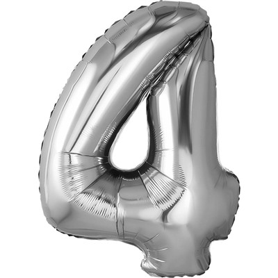 Шар фольгированный 32" «Цифра 4», цвет серебро 7774368