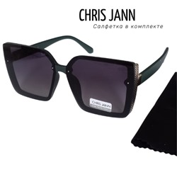 Очки солнцезащитные CHRIS JANN с салфеткой, женские, тёмно-зелёная оправа, 31930А-CJ0708, арт.219.087