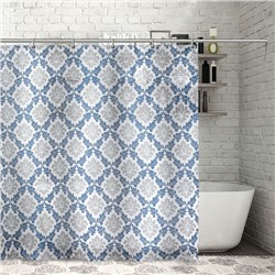 Штора для ванной 180×180 см "Вензель", полиэстер, цвет сине-серый