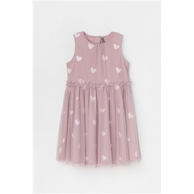 Платье КР 5734 розово-сиреневый, сердечки к449