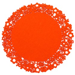 Салфетка под горячее (сервировочная) "Цветочный кант" д38см фетр, цвет - оранжевый (Китай)