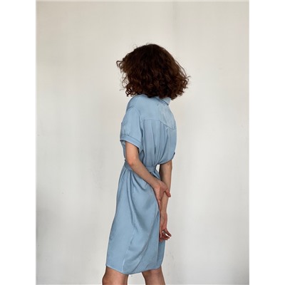 6199 Платье-рубашка из лиоцелла нежно-голубое (остаток: 42)
