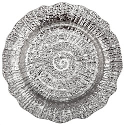 "Платина" Тарелка глубокая фарфоровая д225мм h40мм, 520мл, интерьерная, рельефный декор, с платиной, волнистый край (Китай)