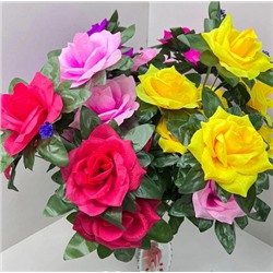 Цветок искусственный декоративный Роза крупная 6 бутонов 50см
