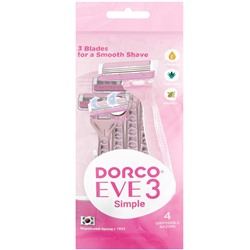 Dorco Женские бритвы одноразовые EVE3 Simple, 3 лезвийные,  4 станка