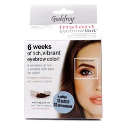 Godefroy Краска-хна для бровей и ресниц / Eyebrow Tint Medium Brow, коричневый, 10 капсул