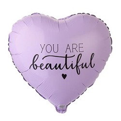 Шар фольгированный 18" You are beautiful, сердце 7114188