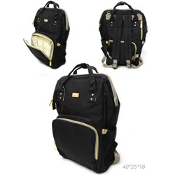 Рюкзак женский для мам, сумка на коляску для прогулок 40х25х18 см  / MX-1 /черный
