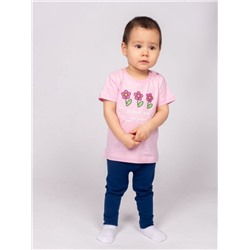 41136 Комплект для девочки (футболка+лосины) нежно-розовый/т.синий Lets go