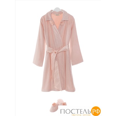 1018G11299108L Набор женский Soft cotton ROSE халат + тапочки розовый L