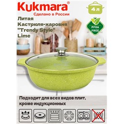 Кастрюля-жаровня 4,0л со стекл.крышкой АП"Trendy style" (lime) ж41tsl