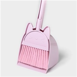 Щётка для пола с совком Доляна «Китти»: щётка 14×50 см, совок 16×13×38 см, цвет розовый
