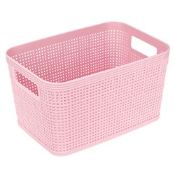 "Домашняя мода" Корзина пластмассовая для хранения "Ситец" 25х17см h14см, с ручками, розовый (Китай)