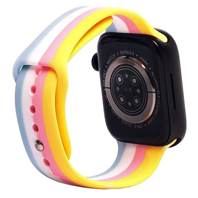 Ремешок - ApW Apple Watch 42/44/45мм силикон на кнопке (002) (multicolor)