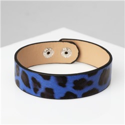 Браслет кожа «Сафари» леопард, цвет чёрно-синий, 22 см