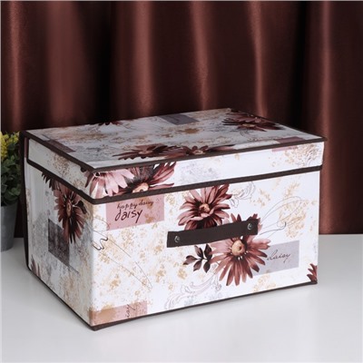 Короб стеллажный для хранения с крышкой Доляна «Астра», 40×30×25 см, цвет коричневый