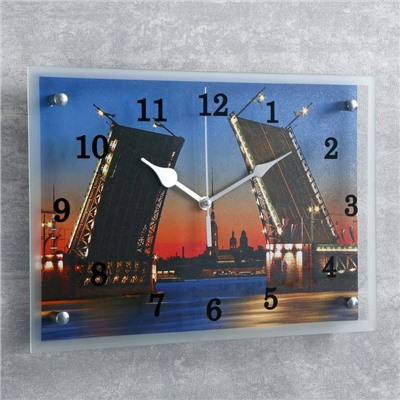 Часы настенные, серия: Город, "Мост", 25х35 см