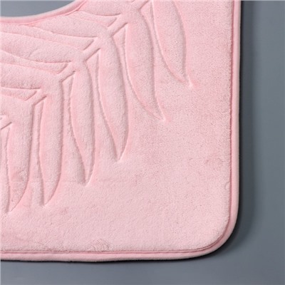Набор ковриков для ванной и туалета Доляна «Тропики», 2 шт, 40×50 см, 50×80 см, цвет розовый