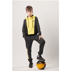 Спортивный костюм М-1115: Антрацит / Чёрный / Лимон