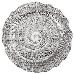 "Платина" Тарелка мелкая фарфоровая д200мм h20мм, интерьерная, рельефный декор, с платиной, волнистый край (Китай)