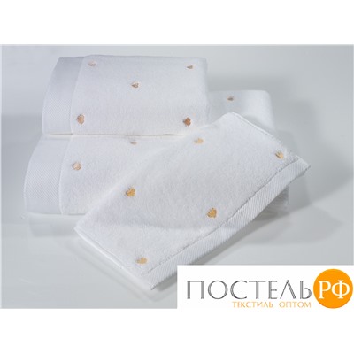 1018G11189100 Полотенце Soft cotton LOVE белый-персиковый 50X100