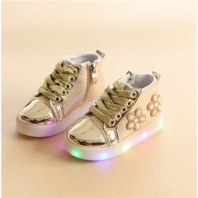 Ботинки для девочки с LED подсветкой блестящие