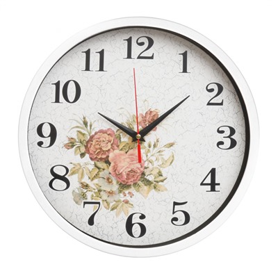Часы настенные "Цветы", d-30 см, плавный ход