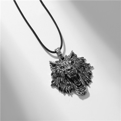 Кулон унисекс «Медведь», цвет чернёное серебро на чёрном шнурке, 44 см
