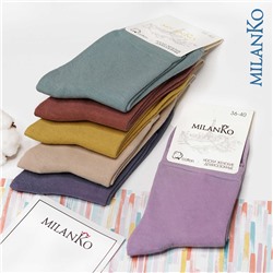 Хлопковые носки  однотонные (цветные 6 пар) MilanKo N-210