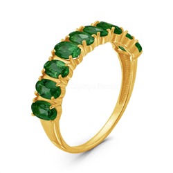 Кольцо из золочёного серебра с нат.зелёным агатом