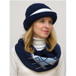 Комплект шляпа+снуд женский весна-осень Violet (Цвет синий), размер 56-58, шерсть 30%