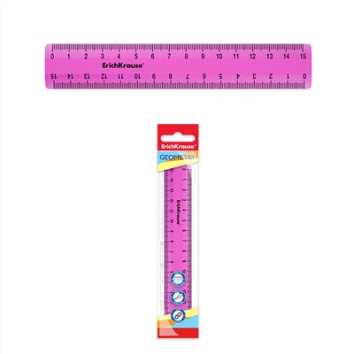 ErichKrause® Линейка пластиковая "Neon" 15см, розовая (поштучно) арт.52993