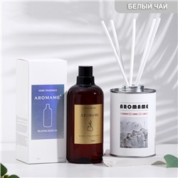 Набор диффузор ароматический "Aromame", белый чай, 500 мл, круглая банка