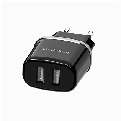 Адаптер Сетевой с кабелем Borofone BA25A Outstanding 2USB 2,4A/10W (USB/Micro USB) (black)