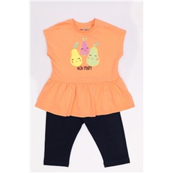 Комплект для девочки (платье модель "туника", бриджи) Персиковый