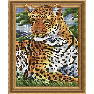 Алмазная картина на подрамнике Леопард на отдыхе 40х50