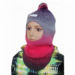 Шапка-шлем зимняя для девочки Нава Олдос фиолетовый/яр. розовый