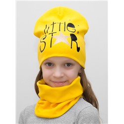 Комплект для девочки шапка+снуд Litle Star (Цвет желтый), размер 50-52; 52-54,  хлопок 95%