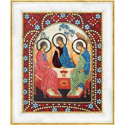 Алмазная живопись икона фигурными стразами Святая Троица 20х25