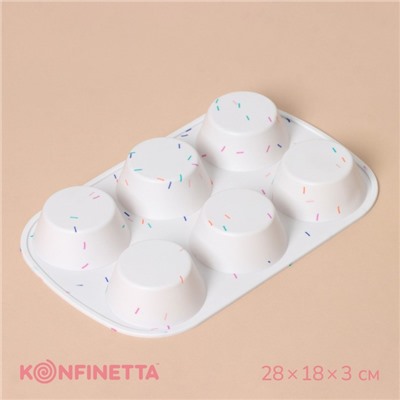 Форма силиконовая для выпечки KONFINETTA «Фигуры. Круг», 28×18×3 см, 6 ячеек (d=7,5 см), цвет белый