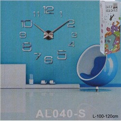 Часы аппликация 3D 100-120 см / AL040S/3 /уп 36/ серебро