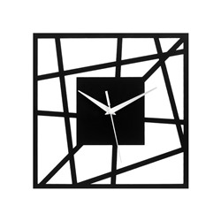 Часы настенные из металла "Линии", плавный ход, 30 х 30 см , черные