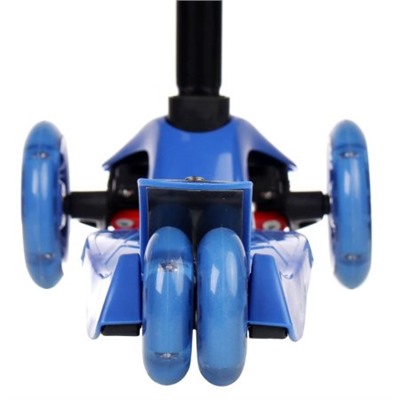 Самокат трехколесный для детей от 3-х лет Yeenot Kids GT4108, нагрузка до 50кг, вес 2.3кг, светящиеся колёса PU 120мм ABEC7, цвет синий БК/уп10