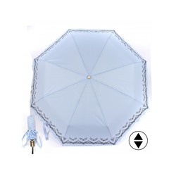 Зонт женский ТриСлона-118/L 3818G,  R=58см,  суперавт;  8спиц,  3слож,  однотонный с оборкой  (цветы),  голубой 228695