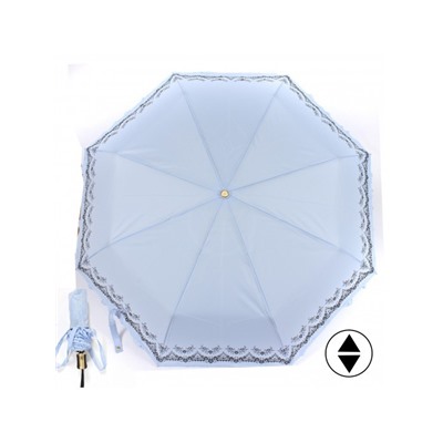 Зонт женский ТриСлона-118/L 3818G,  R=58см,  суперавт;  8спиц,  3слож,  однотонный с оборкой  (цветы),  голубой 228695