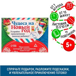 Новогодний квест по поиску подарка «Чудеса на Новый год», 11 подсказок, письмо, 5+