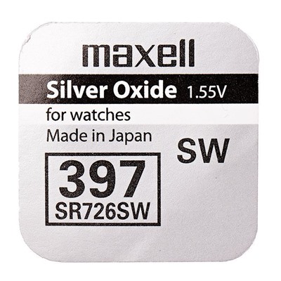 Элемент серебряно-цинковый Maxell 397, SR726W (10) (100) .. ЦЕНА УКАЗАНА ЗА 1 ШТ
