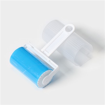 Ролик для чистки одежды в футляре силиконовый, 17×11×6 см, цвет голубой